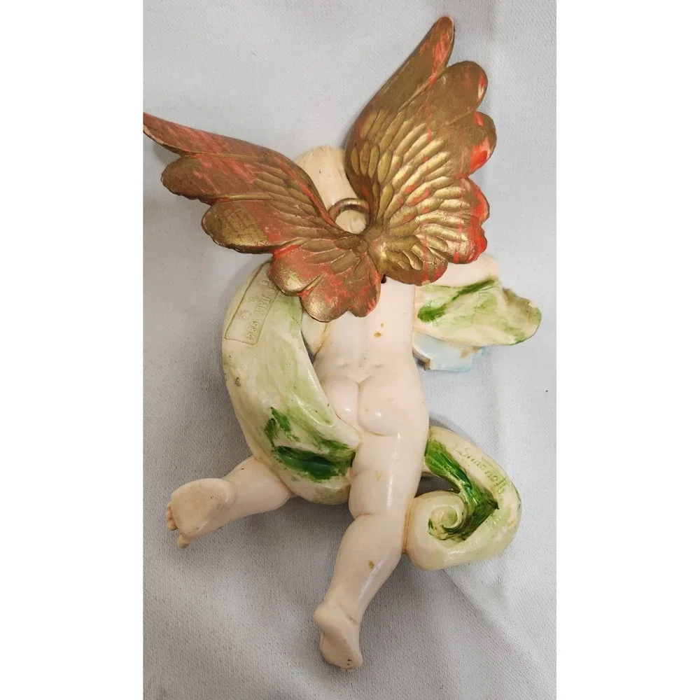 Vintage Simonelli Fontanini Cherub Angels Wall Decor Pair Italy 1984 Musical